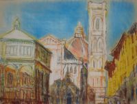 Firenze - Piazza S.Giovanni - dry pastel. Author: Stefan Bigda